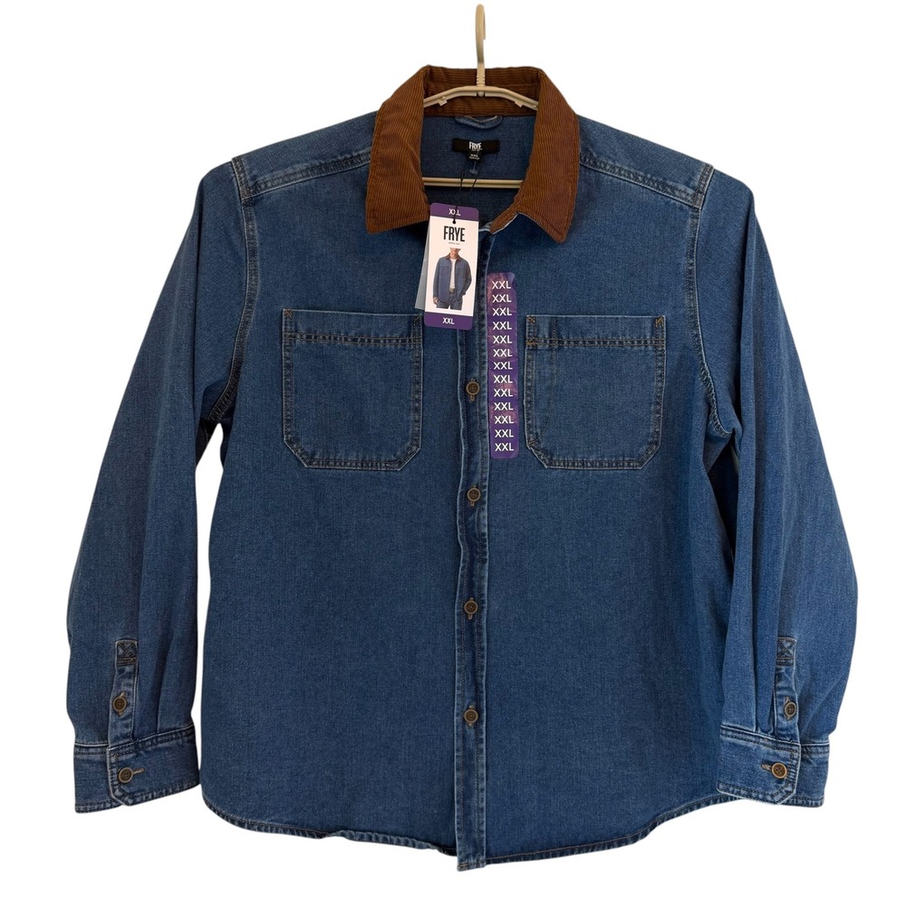 Frye Barn Shacket XXL Jacket Denim Corduroy Collar Button Up NEW Workwear